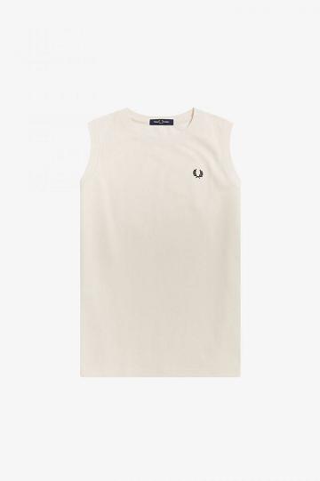 White Fred Perry Sleeveless Ringer Women's T Shirts | PH 2045FDNM